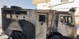 حرق مدرعة أمنية وإصابة عدد من الأمنيين في صفاقس(صور)