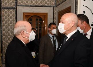 قيس سعيّد يودع عبد المجيد تبّون رئيس الجمهورية الجزائرية