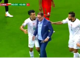 أغرب لقطة في كأس العرب…مدرب العراق يقتحم الملعب ويمنع لاعبا من تسديد ضربة جزاء(فيديو)