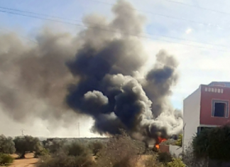 سوسة: حريق ضخم بمستودع النفايات الإيطالية