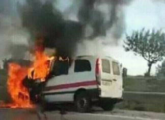 إحتراق سيارة أجرة في الطريق الرابطة بين تطاوين وغمراسن