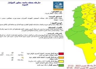 الرصد الجوي: درجة إنذار عالية بولايات الساحل والوطن القبلي