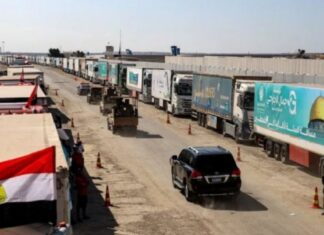 دخول أول قافلة مساعدات إنسانية إلى غزة عبر معبر رفح