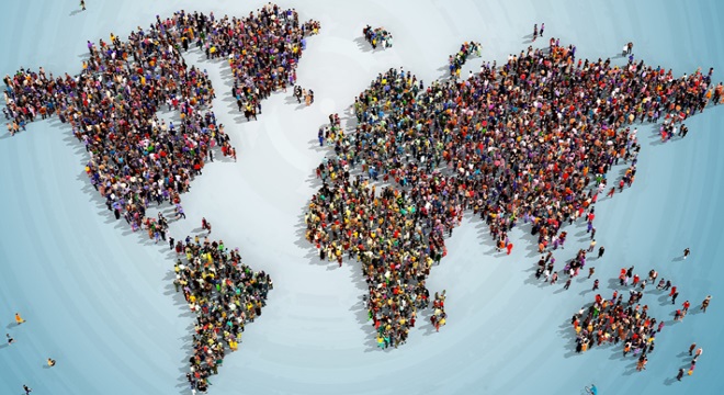 Illustration,Of,A,World,Map,Drawn,Out,With,Realistic,People