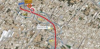 تحويل وقتي لحركة المرور بالطريق الجهوية رقم 181 من النقطة الكيلومترية 000+700 إلى 01+700 على مستوى مدينة قصيبة المديوني